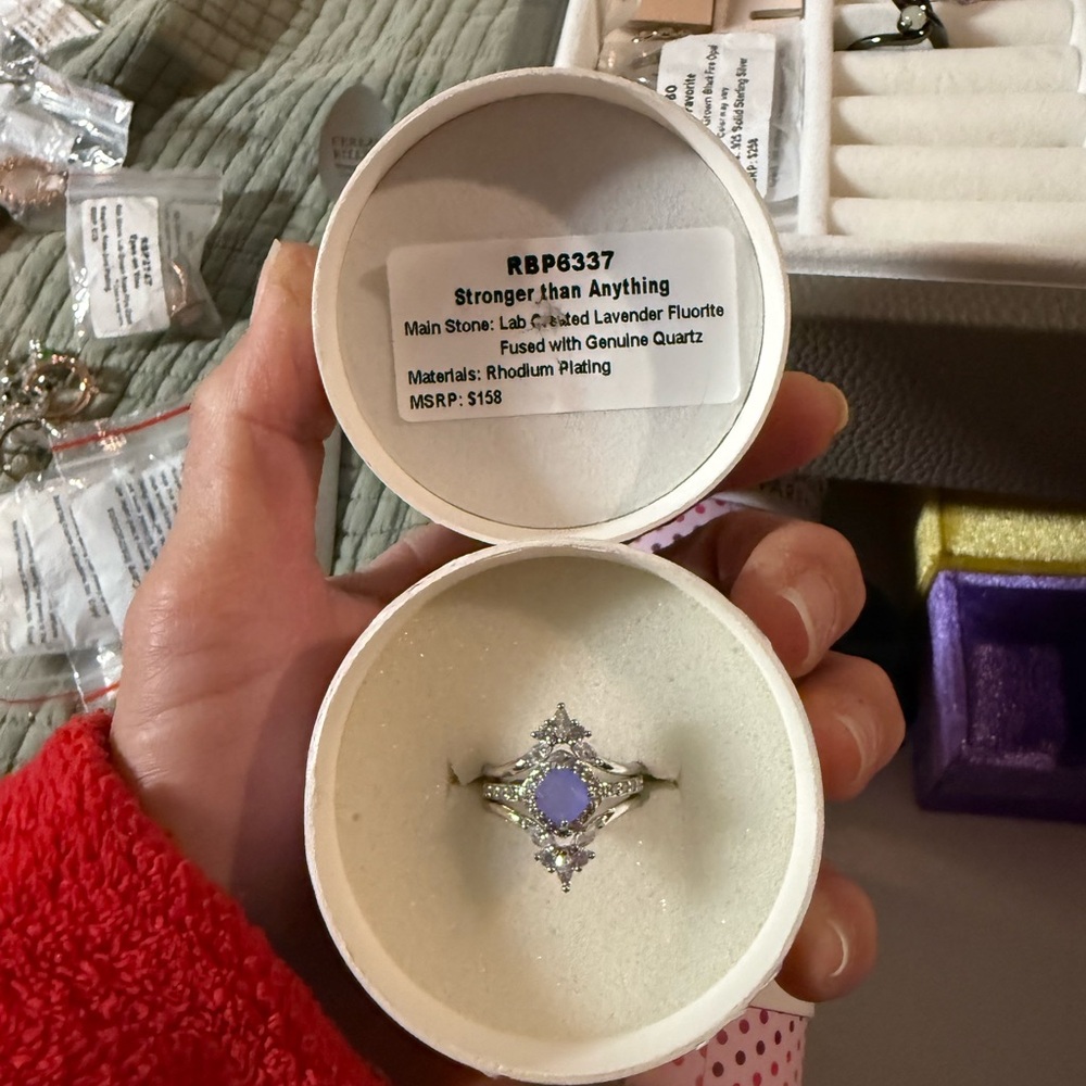 Lavender Fluorite and Quartz Ring
